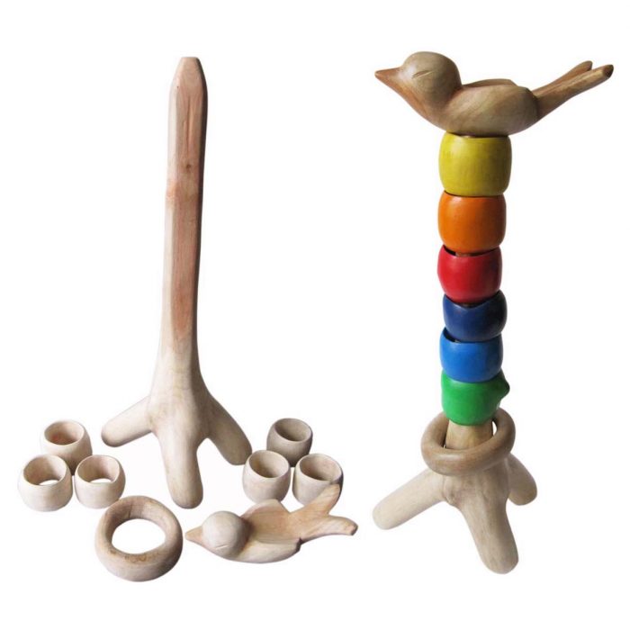 Žaislas (šeivamedis, akvarelė, vaškas, 12 x 30 cm) | Adomo medis